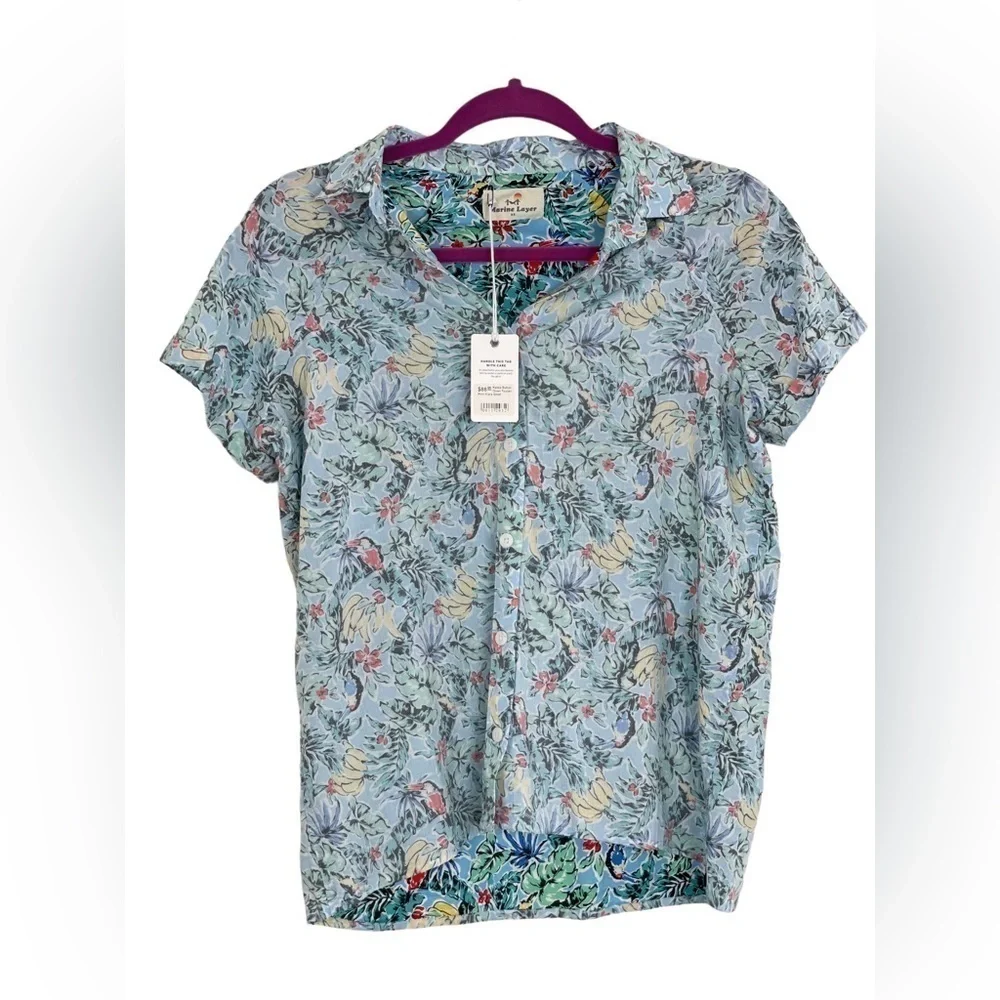 Marine Layer Kalaia Button Down Tukan Print Hawaiian Shirt NEW With Tags Size XS - Picture 10 of 13